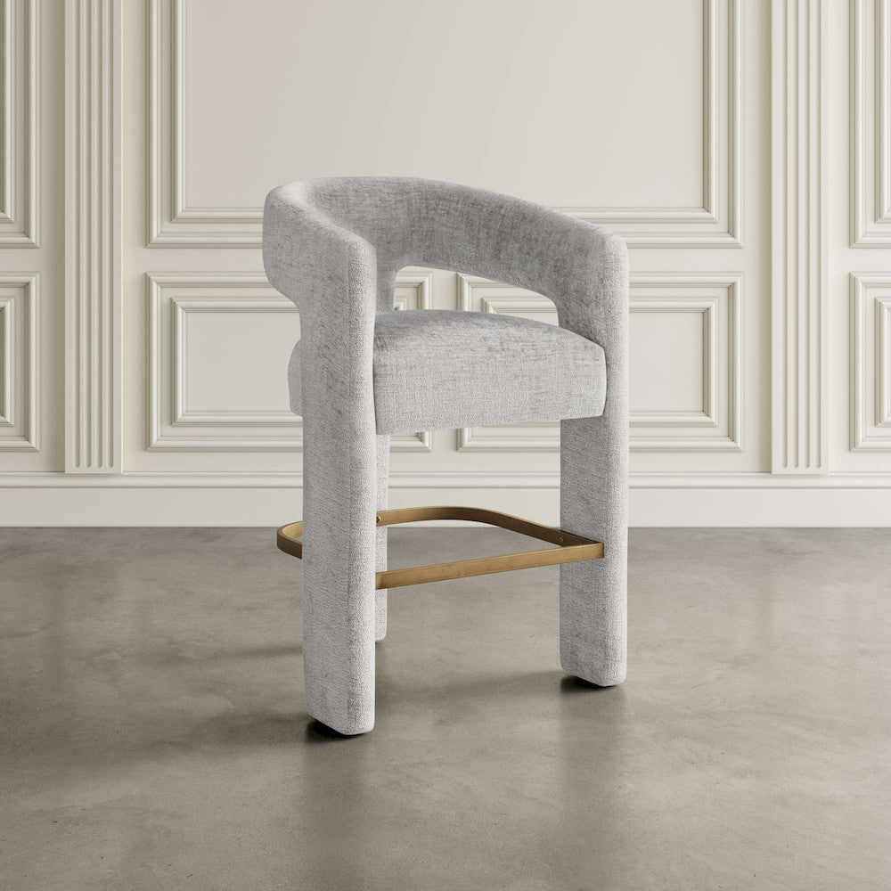 Jofran - Gwen Modern Luxury Jacquard Fabric Upholstered Sculpture Counter Stool - 2271-GWENSTGRY view 6