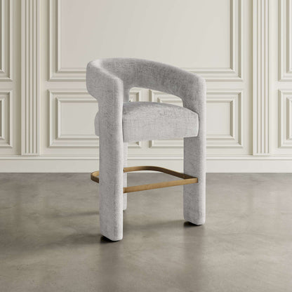 Jofran - Gwen Modern Luxury Jacquard Fabric Upholstered Sculpture Counter Stool - 2271-GWENSTGRY view 6