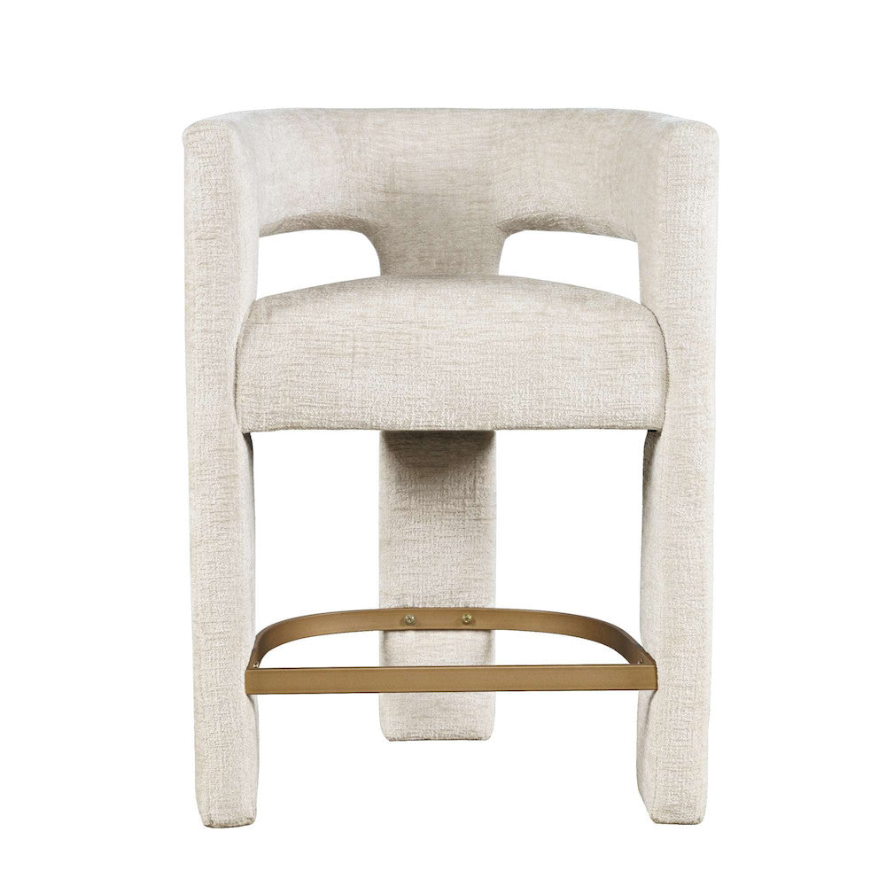Jofran - Gwen Modern Luxury Jacquard Fabric Upholstered Sculpture Counter Stool - 2271-GWENSTNAT view 1