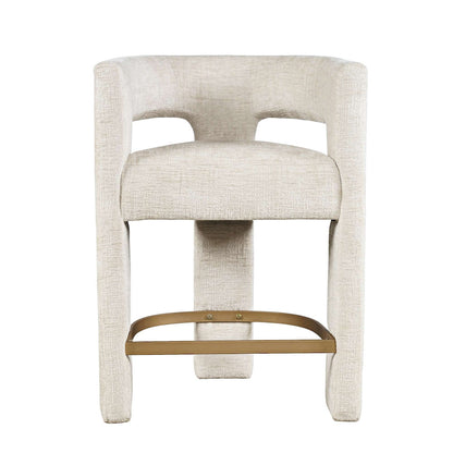 Jofran - Gwen Modern Luxury Jacquard Fabric Upholstered Sculpture Counter Stool - 2271-GWENSTNAT view 1