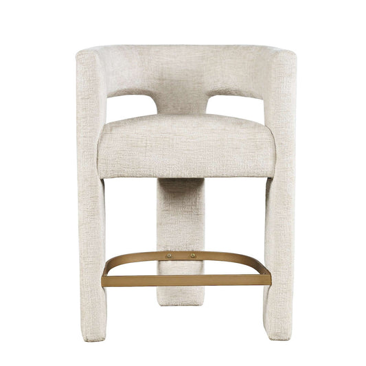 Jofran - Gwen Modern Luxury Jacquard Fabric Upholstered Sculpture Counter Stool - 2271-GWENSTNAT view 1