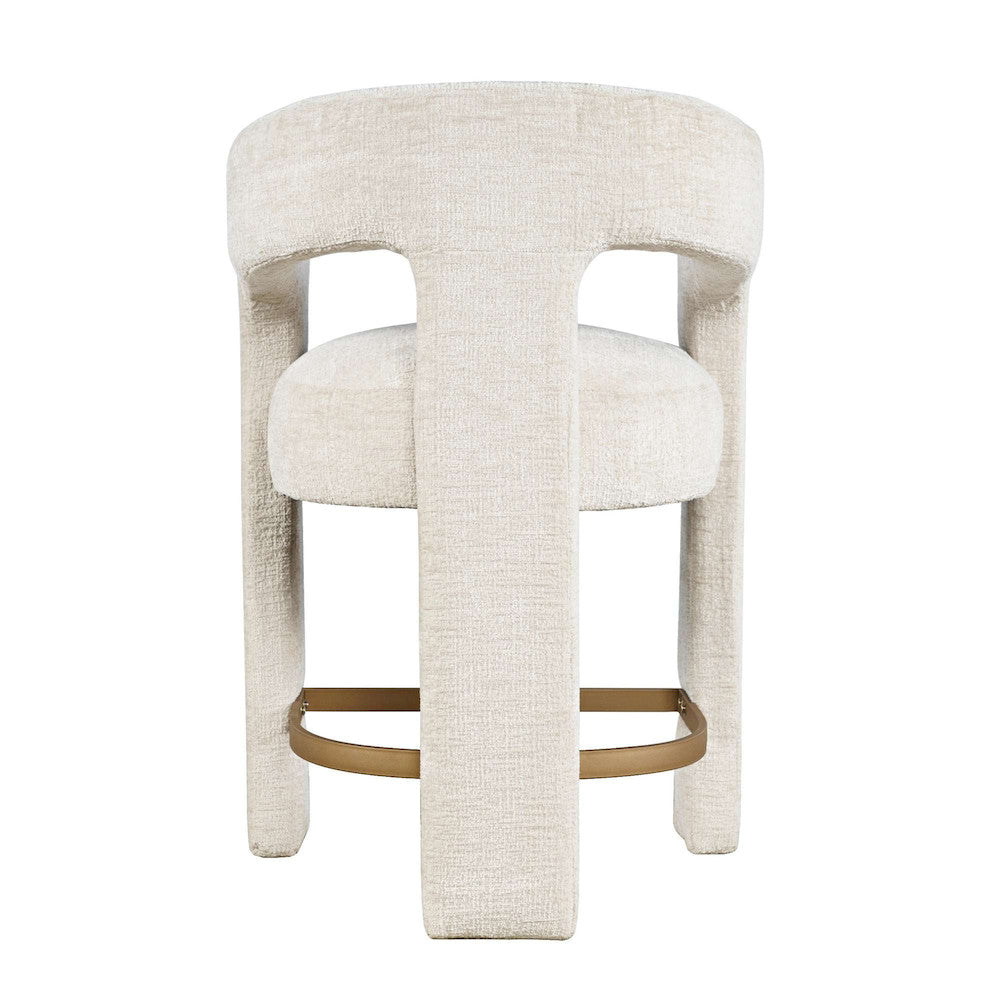 Jofran - Gwen Modern Luxury Jacquard Fabric Upholstered Sculpture Counter Stool - 2271-GWENSTNAT view 3
