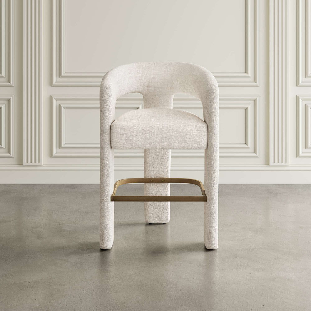 Jofran - Gwen Modern Luxury Jacquard Fabric Upholstered Sculpture Counter Stool - 2271-GWENSTNAT view 5