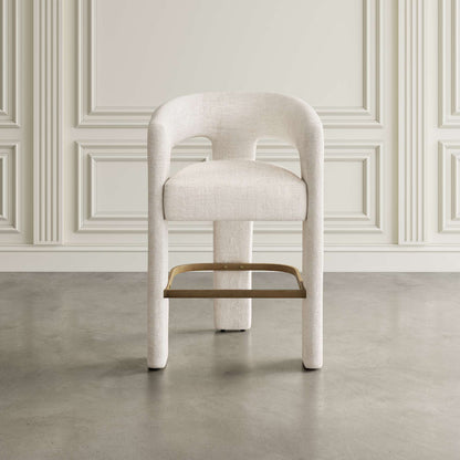 Jofran - Gwen Modern Luxury Jacquard Fabric Upholstered Sculpture Counter Stool - 2271-GWENSTNAT view 5