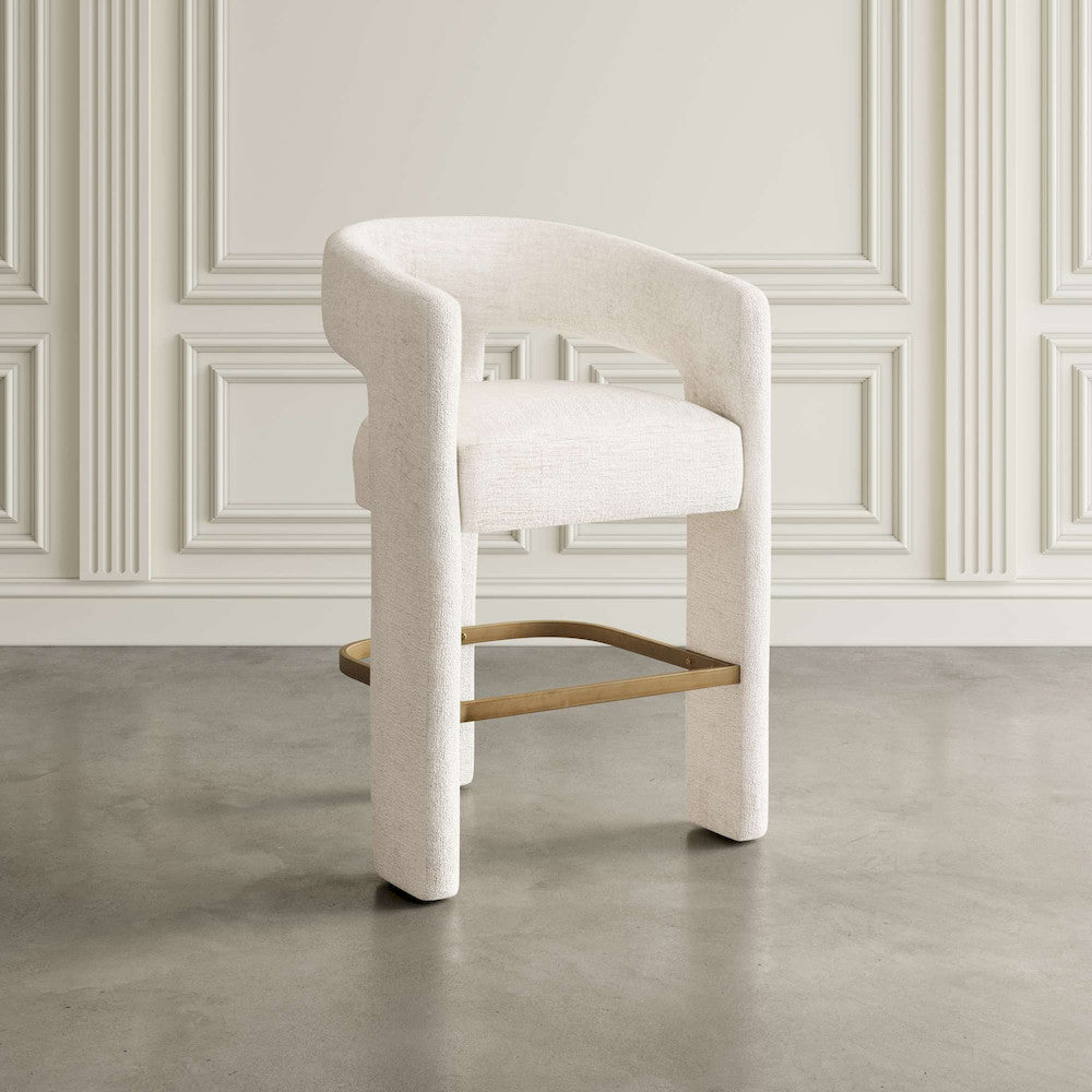 Jofran - Gwen Modern Luxury Jacquard Fabric Upholstered Sculpture Counter Stool - 2271-GWENSTNAT view 6
