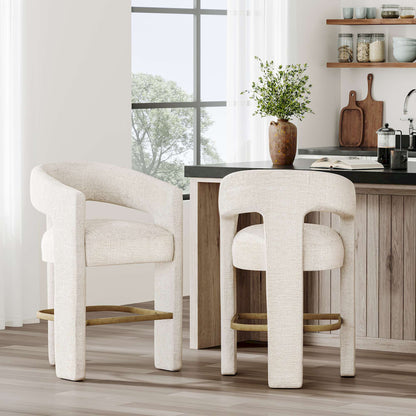 Jofran - Gwen Modern Luxury Jacquard Fabric Upholstered Sculpture Counter Stool - 2271-GWENSTNAT view 10