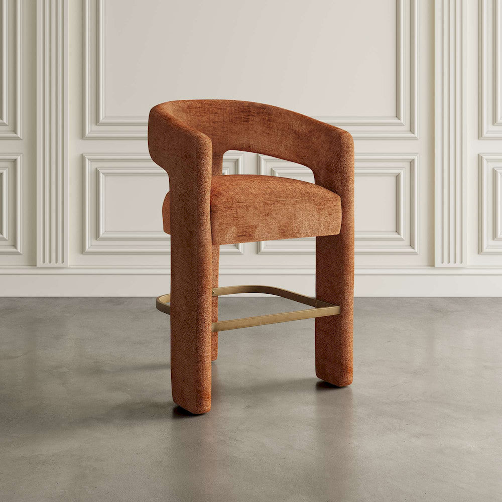 Jofran - Gwen Modern Luxury Jacquard Fabric Upholstered Sculpture Counter Stool - 2271-GWENSTRST view 5