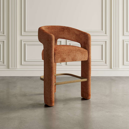 Jofran - Gwen Modern Luxury Jacquard Fabric Upholstered Sculpture Counter Stool - 2271-GWENSTRST view 5