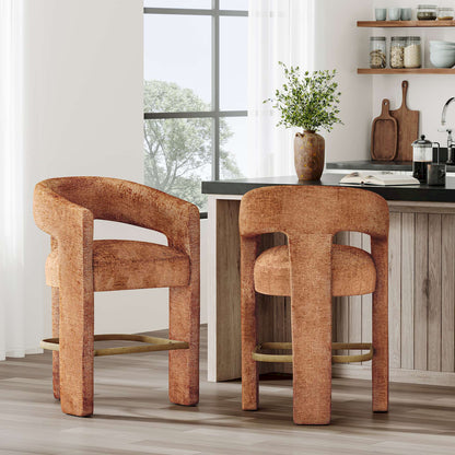 Jofran - Gwen Modern Luxury Jacquard Fabric Upholstered Sculpture Counter Stool - 2271-GWENSTRST view 10