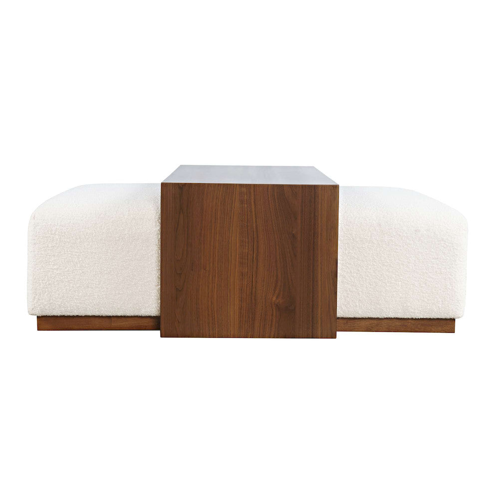 Jofran - Hudson 48in Modern Luxury Ivory Boucle Upholstered Sliding Ottoman with Caster Wheels and Coffee Table Top - 2376-48 view 1
