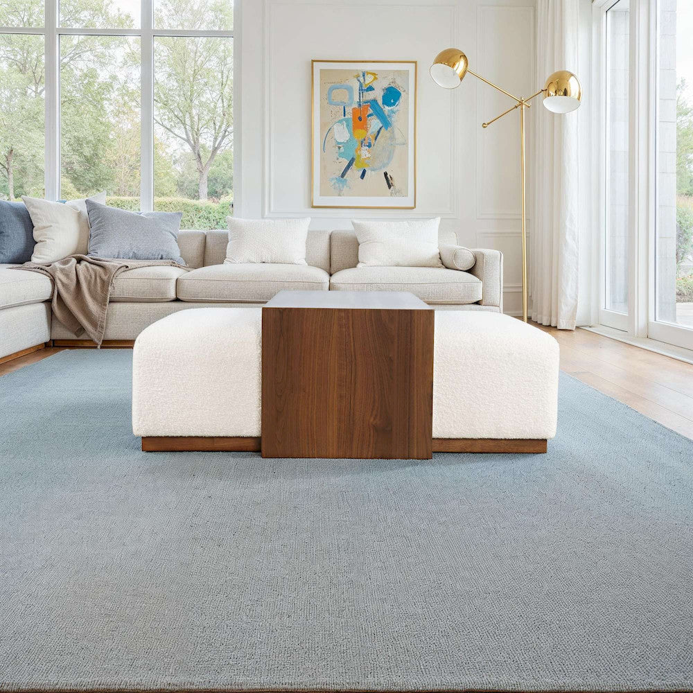 Jofran - Hudson 48in Modern Luxury Ivory Boucle Upholstered Sliding Ottoman with Caster Wheels and Coffee Table Top - 2376-48 view 5