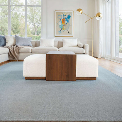 Jofran - Hudson 48in Modern Luxury Ivory Boucle Upholstered Sliding Ottoman with Caster Wheels and Coffee Table Top - 2376-48 view 5