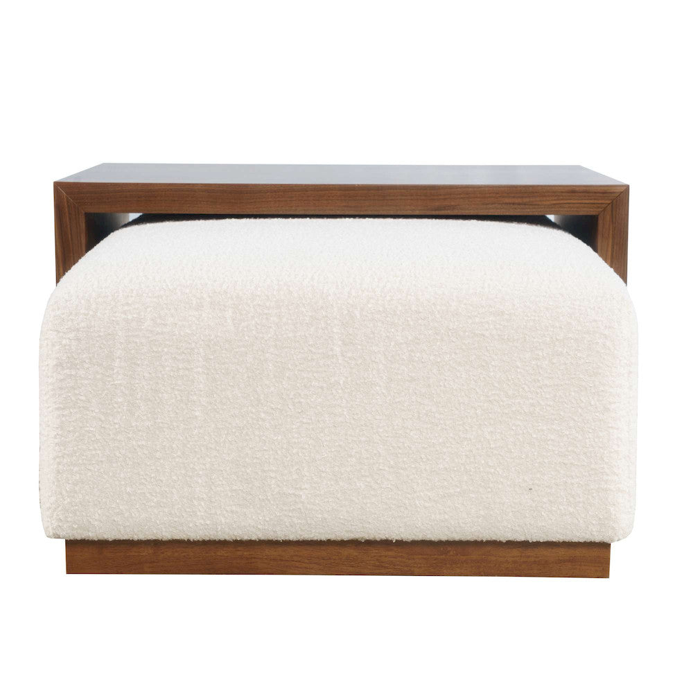 Jofran - Hudson 48in Modern Luxury Ivory Boucle Upholstered Sliding Ottoman with Caster Wheels and Coffee Table Top - 2376-48 view 7