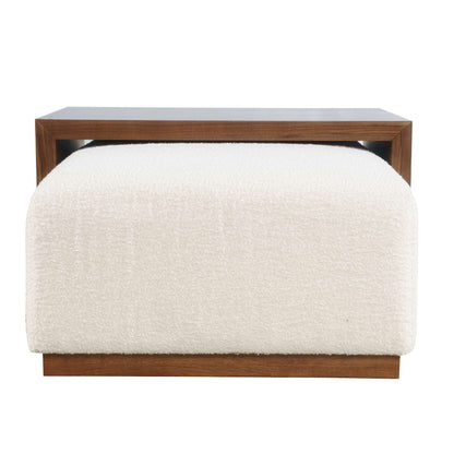 Jofran - Hudson 48in Modern Luxury Ivory Boucle Upholstered Sliding Ottoman with Caster Wheels and Coffee Table Top - 2376-48 view 7