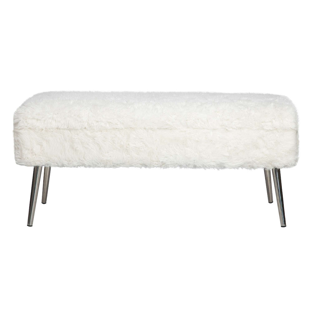 Jofran - Huggy Luxury Plush Faux Fur Upholstered Storage Bench, Natural - HUGGYKD-BN-NATURAL view 1