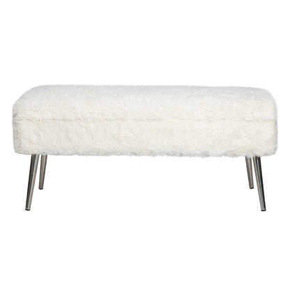 Jofran - Huggy Luxury Plush Faux Fur Upholstered Storage Bench, Natural - HUGGYKD-BN-NATURAL view 1