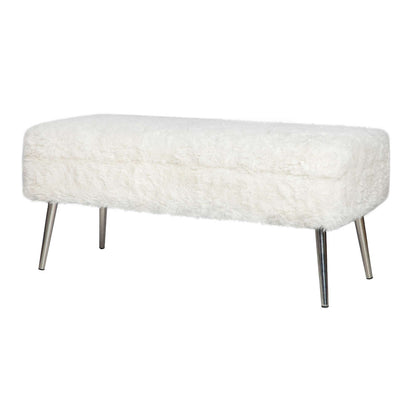 Jofran - Huggy Luxury Plush Faux Fur Upholstered Storage Bench, Natural - HUGGYKD-BN-NATURAL view 2