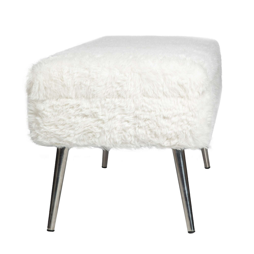 Jofran - Huggy Luxury Plush Faux Fur Upholstered Storage Bench, Natural - HUGGYKD-BN-NATURAL view 3