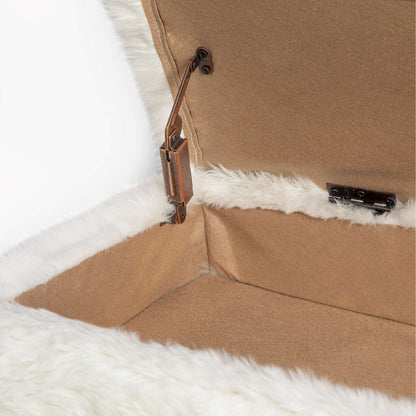 Jofran - Huggy Luxury Plush Faux Fur Upholstered Storage Bench, Natural - HUGGYKD-BN-NATURAL view 7