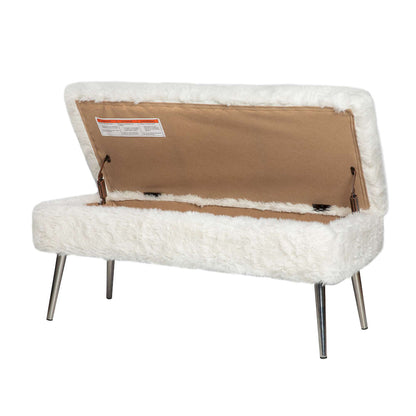 Jofran - Huggy Luxury Plush Faux Fur Upholstered Storage Bench, Natural - HUGGYKD-BN-NATURAL view 8