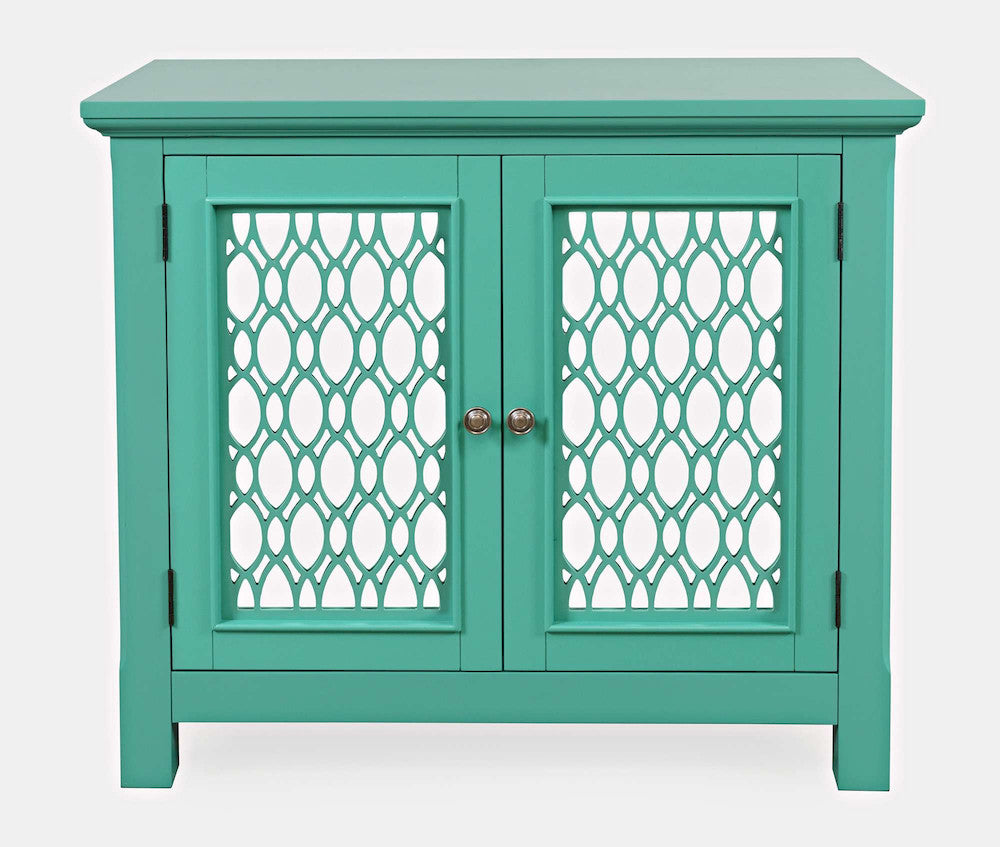 Jofran - Isabella 38in Luxury Mirrored Accent Storage Cabinet, Aqua - 2253-38KD view 1