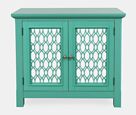 Jofran - Isabella 38in Luxury Mirrored Accent Storage Cabinet, Aqua - 2253-38KD view 1