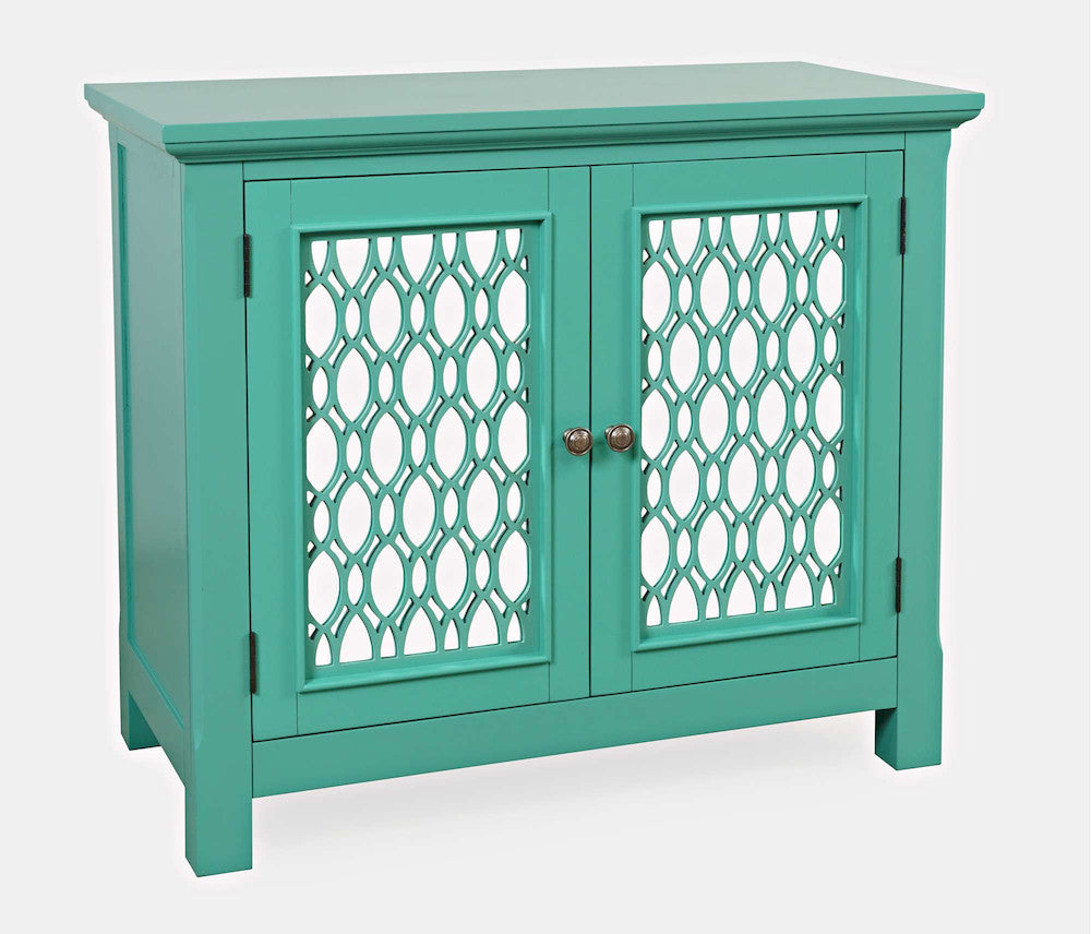 Jofran - Isabella 38in Luxury Mirrored Accent Storage Cabinet, Aqua - 2253-38KD view 2