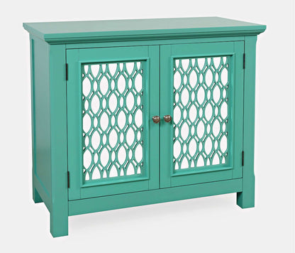 Jofran - Isabella 38in Luxury Mirrored Accent Storage Cabinet, Aqua - 2253-38KD view 2