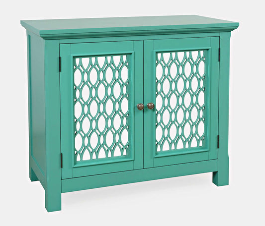 Jofran - Isabella 38in Luxury Mirrored Accent Storage Cabinet, Aqua - 2253-38KD view 2