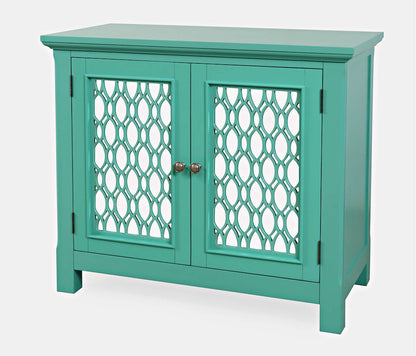 Jofran - Isabella 38in Luxury Mirrored Accent Storage Cabinet, Aqua - 2253-38KD view 3