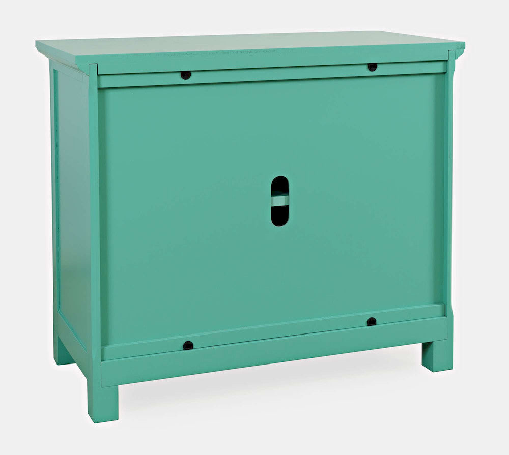 Jofran - Isabella 38in Luxury Mirrored Accent Storage Cabinet, Aqua - 2253-38KD view 4