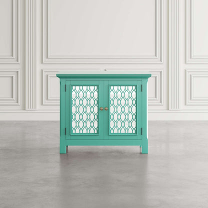 Jofran - Isabella 38in Luxury Mirrored Accent Storage Cabinet, Aqua - 2253-38KD view 6