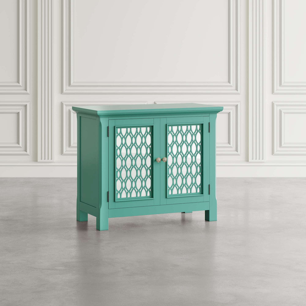 Jofran - Isabella 38in Luxury Mirrored Accent Storage Cabinet, Aqua - 2253-38KD view 7