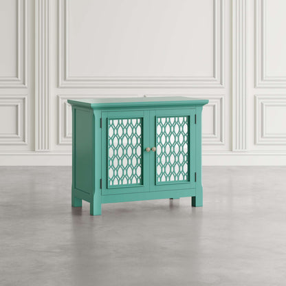 Jofran - Isabella 38in Luxury Mirrored Accent Storage Cabinet, Aqua - 2253-38KD view 7