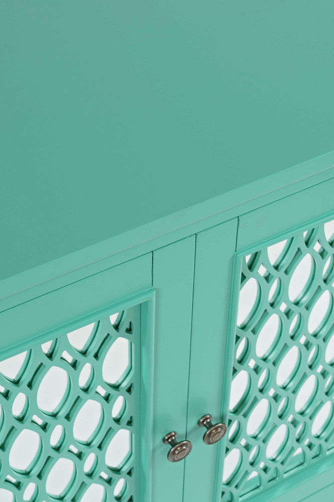 Jofran - Isabella 38in Luxury Mirrored Accent Storage Cabinet, Aqua - 2253-38KD view 9
