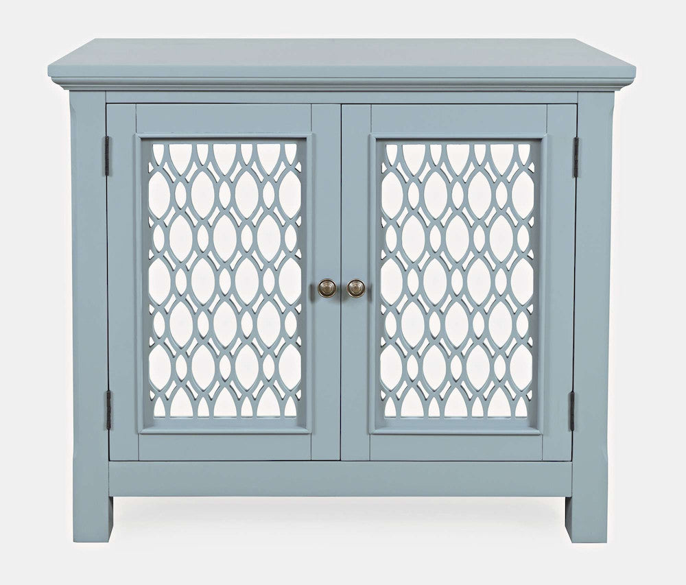 Jofran - Isabella 38in Luxury Mirrored Accent Storage Cabinet, Blue - 2252-38KD view 1