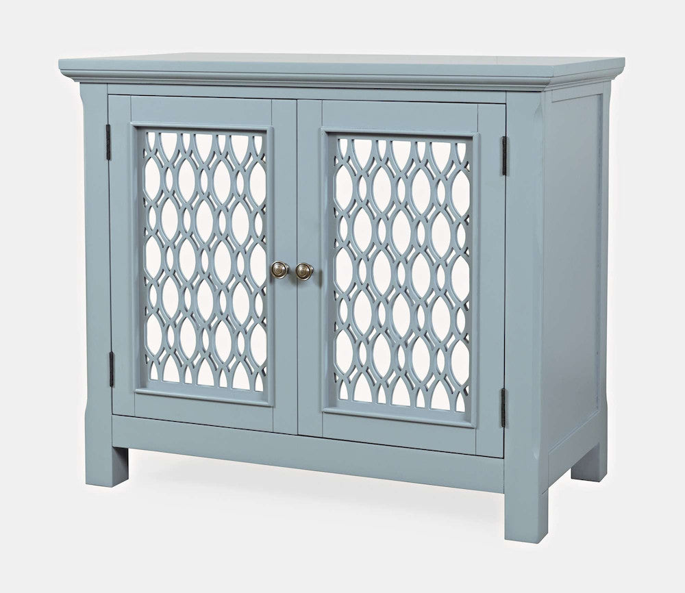 Jofran - Isabella 38in Luxury Mirrored Accent Storage Cabinet, Blue - 2252-38KD view 3