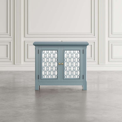 Jofran - Isabella 38in Luxury Mirrored Accent Storage Cabinet, Blue - 2252-38KD view 6