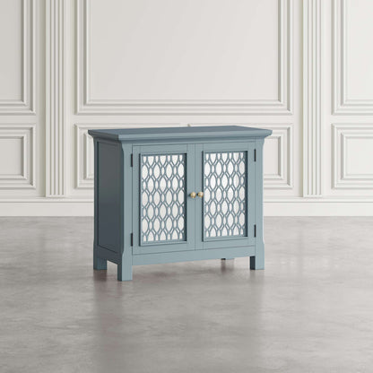 Jofran - Isabella 38in Luxury Mirrored Accent Storage Cabinet, Blue - 2252-38KD view 7