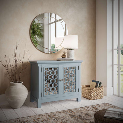Jofran - Isabella 38in Luxury Mirrored Accent Storage Cabinet, Blue - 2252-38KD view 12