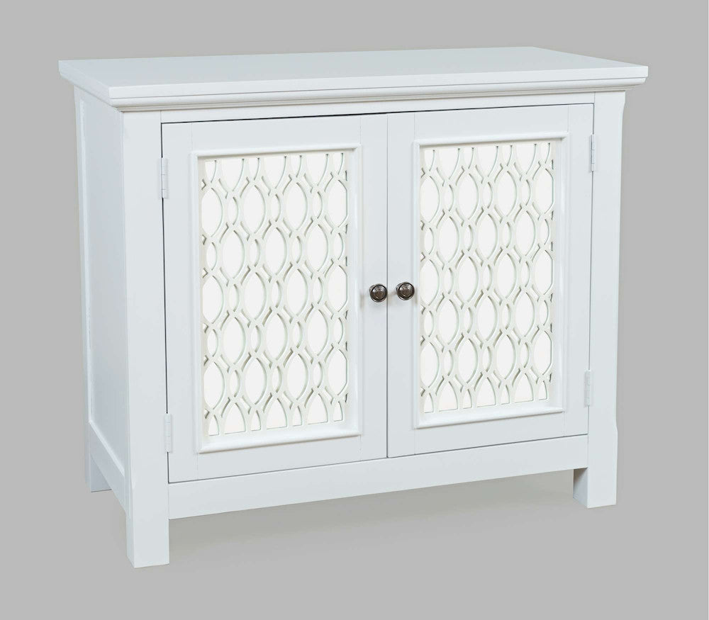 Jofran - Isabella 38in Luxury Mirrored Accent Storage Cabinet, White - 2251-38KD view 2