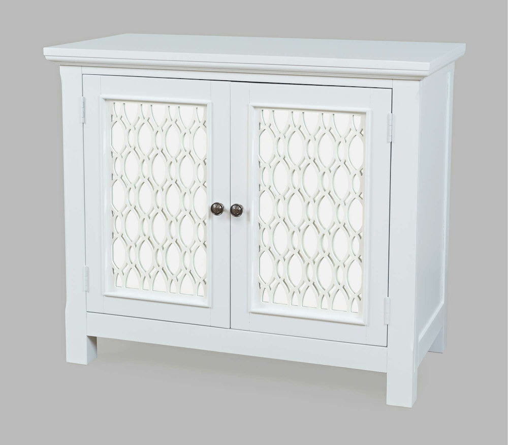 Jofran - Isabella 38in Luxury Mirrored Accent Storage Cabinet, White - 2251-38KD view 3