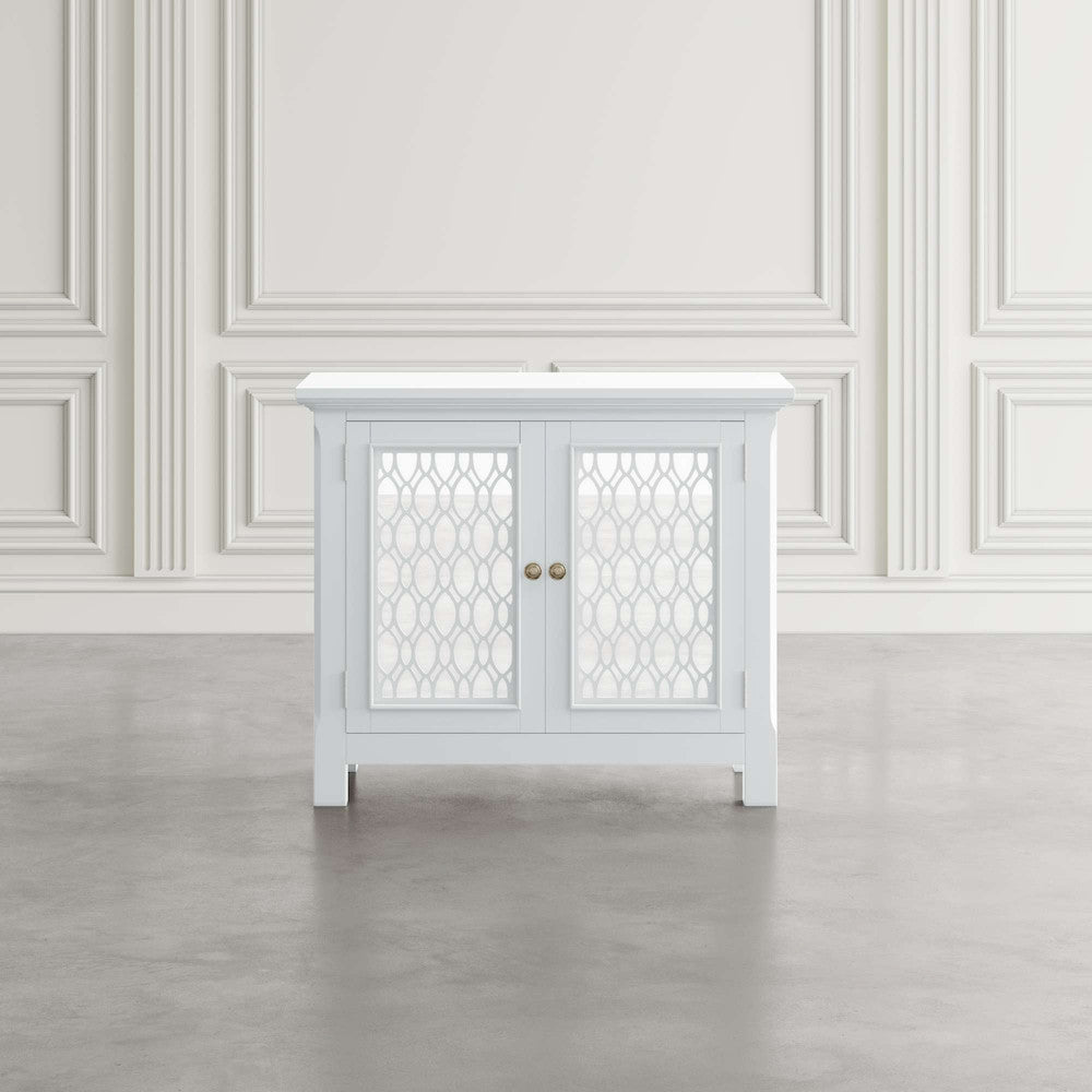 Jofran - Isabella 38in Luxury Mirrored Accent Storage Cabinet, White - 2251-38KD view 6