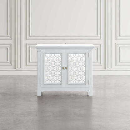 Jofran - Isabella 38in Luxury Mirrored Accent Storage Cabinet, White - 2251-38KD view 6