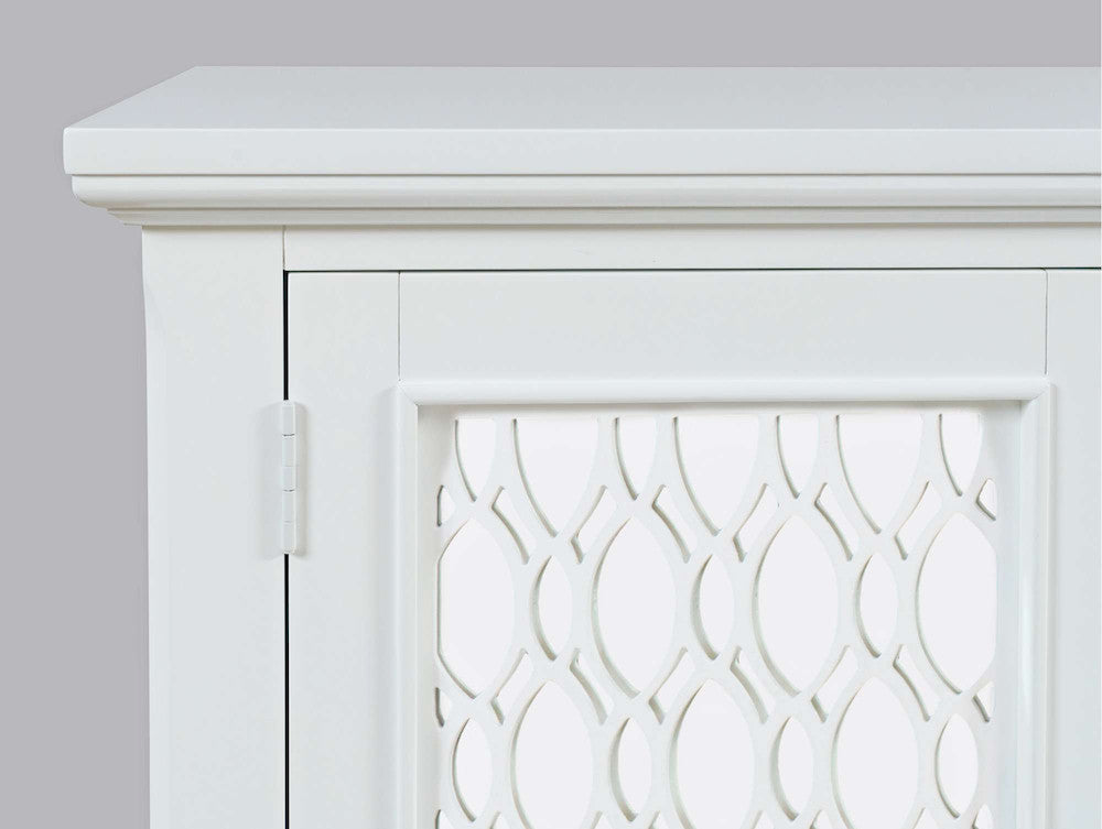 Jofran - Isabella 38in Luxury Mirrored Accent Storage Cabinet, White - 2251-38KD view 8