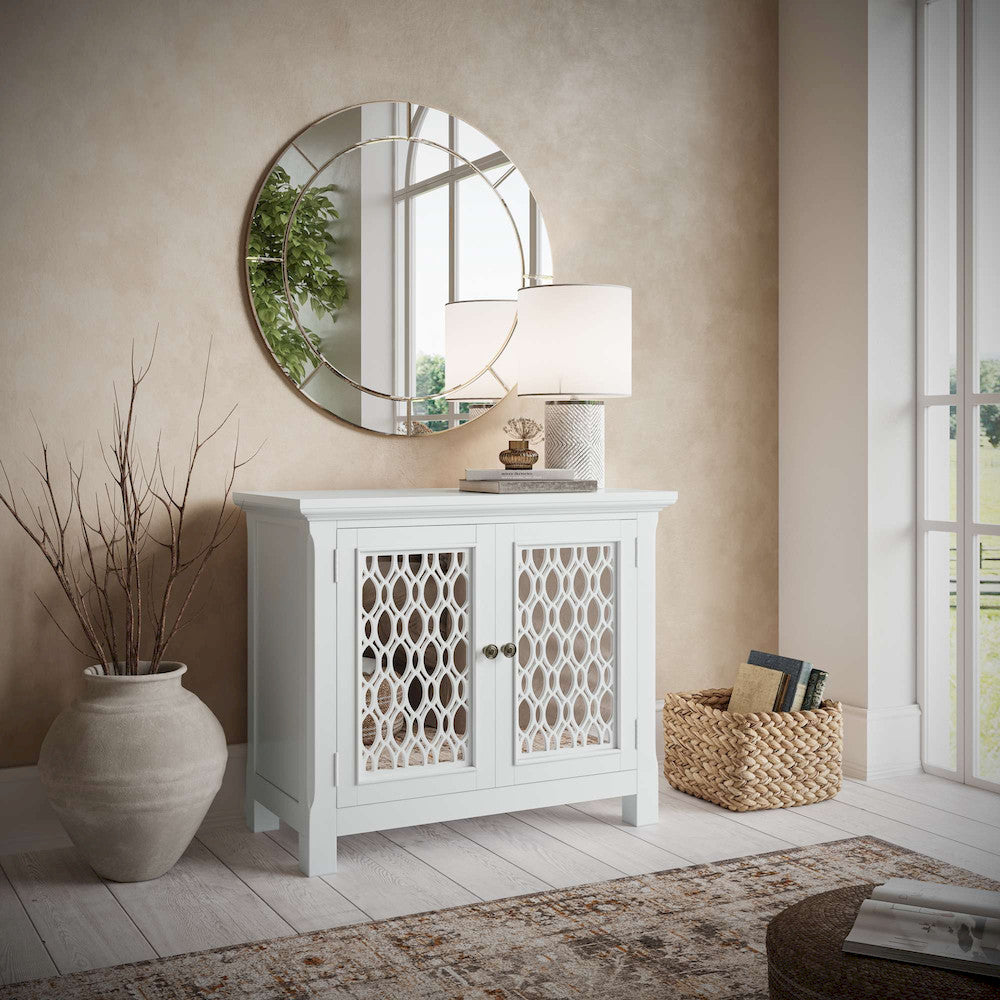 Jofran - Isabella 38in Luxury Mirrored Accent Storage Cabinet, White - 2251-38KD view 12