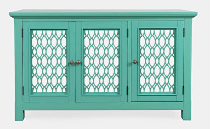 Jofran - Isabella 54in Luxury Mirrored Accent Storage Cabinet, Aqua - 2253-54KD view 1