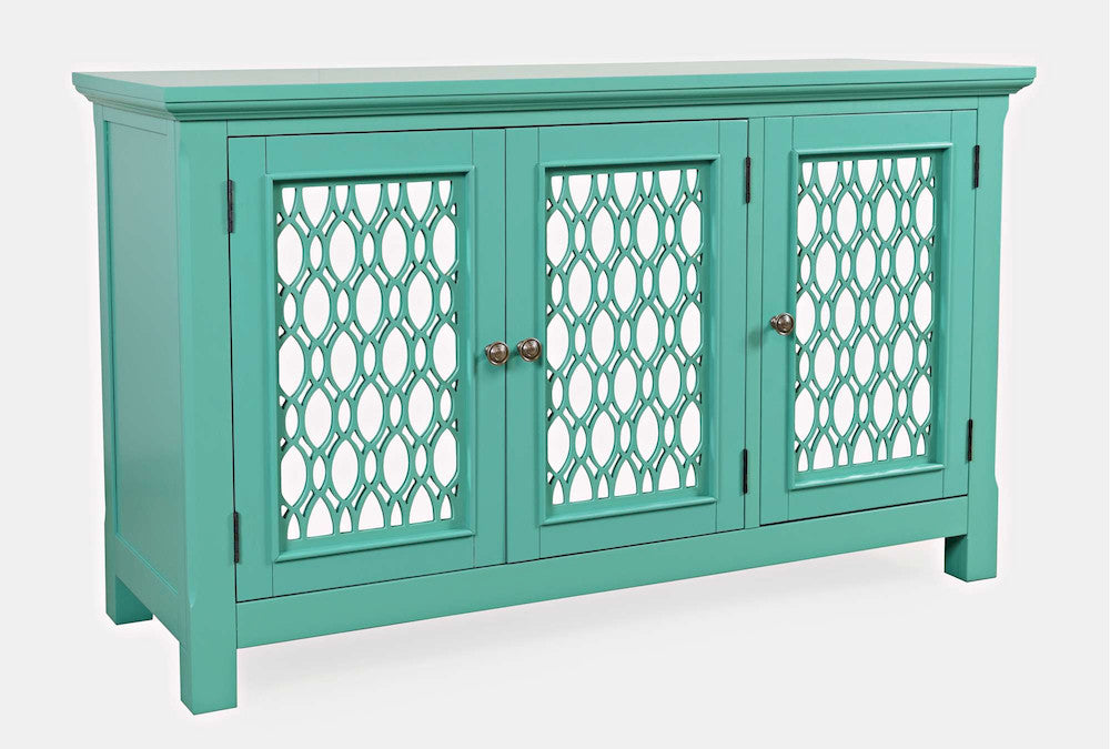 Jofran - Isabella 54in Luxury Mirrored Accent Storage Cabinet, Aqua - 2253-54KD view 2