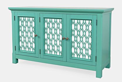 Jofran - Isabella 54in Luxury Mirrored Accent Storage Cabinet, Aqua - 2253-54KD view 3