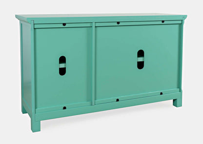 Jofran - Isabella 54in Luxury Mirrored Accent Storage Cabinet, Aqua - 2253-54KD view 4
